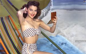 American actress and singer, Ava Gardner in polka-dot bikini